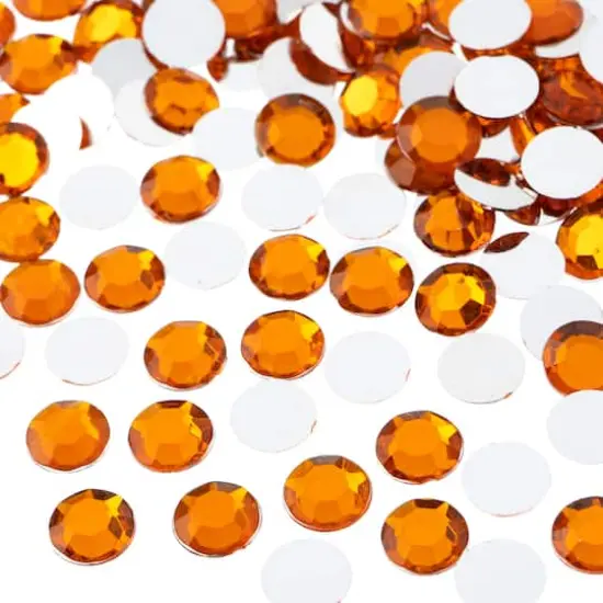 John Bead Acrylic Round Flat Back Rhinestones, 10mm Orange {1}