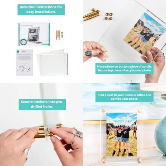 Wexel Art Clear Acrylic Tabletop Floating Picture Frame with Gold Hardware {7}