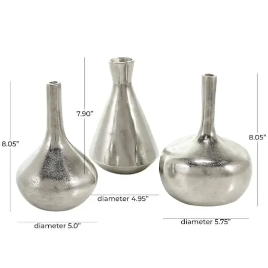 CosmoLiving by Cosmopolitan Contemporary Aluminum Vase Set Silver {3}