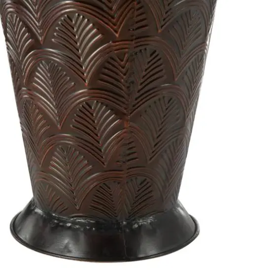 Dark Brown Metal Tall Vase Set with Geometric Designs {8}