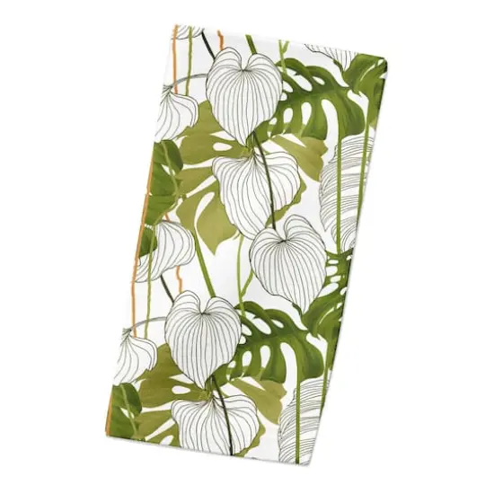 Yellow Green Monstera 10" x 10" Cotton Twill Napkin {3}