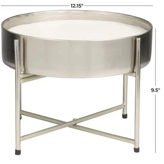 110oz. Sweet Bamboo Scented White 5 Wick Candle in Silver Bowl with Stand {6}