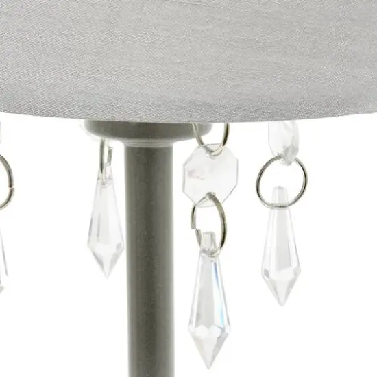 Simple Designs 17.2" Table Lamp with Fabric Shade & Hanging Beads Gray {8}