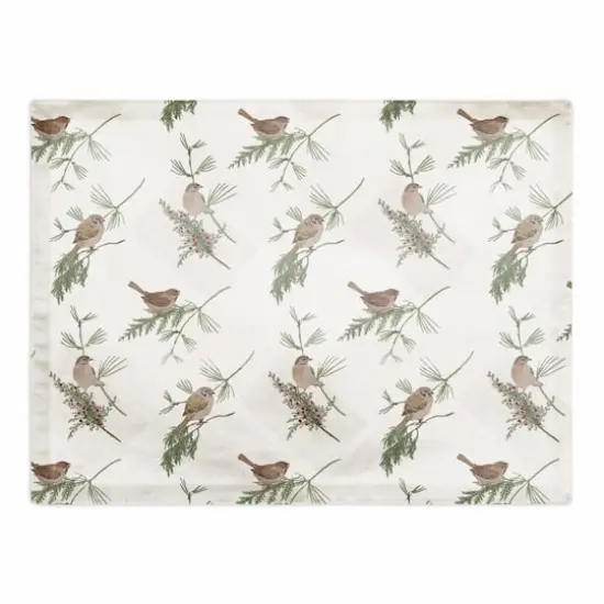 Pine Birds on White Cotton Twill Placemat {1}