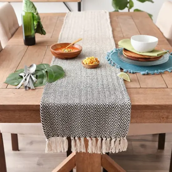 DII&reg; 72" Chevron Handloom Table Runner Black {5}
