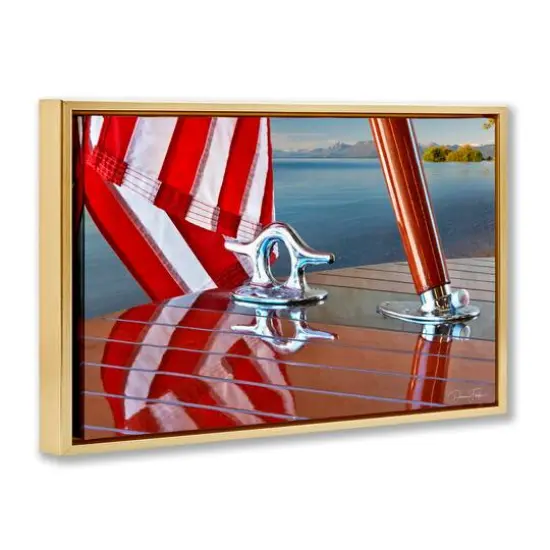 Stupell Industries Flag On Boat Hull Floater Framed Art Gold {4}