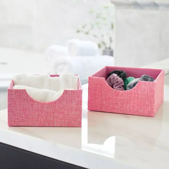 Household Essentials Square Drawer Organizers, 2ct. Pink {3}