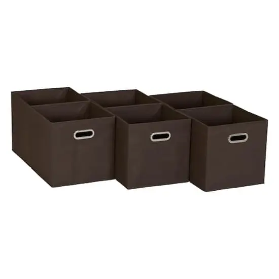 6 Pack Household Essentials 11" Fabric Storage Bins Brown {1}