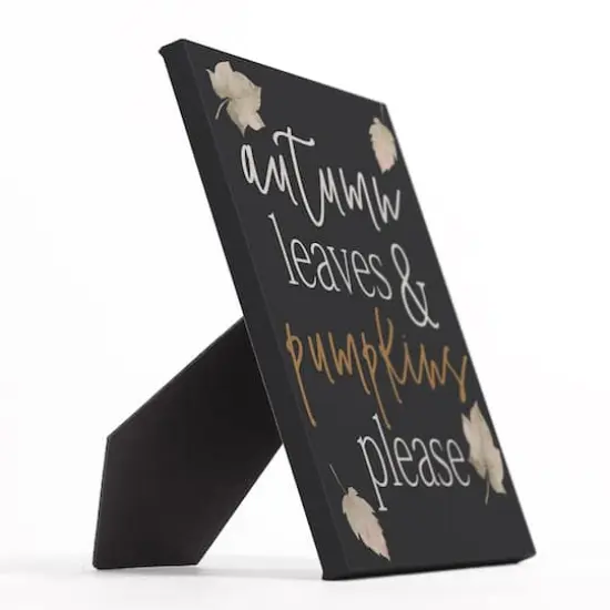 Autumn Leaves And Pumpkins Tabletop Canvas {3}