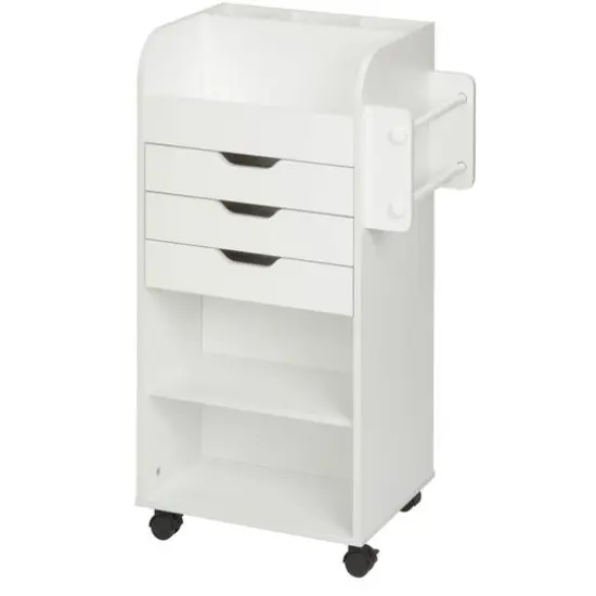 Honey Can Do 3-Drawer White Rolling Craft Cart with Drawers & Slotted Compartments {14}