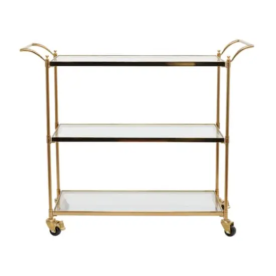 Brass Iron Traditional Bar Cart, 31" x 38" x 14" {1}