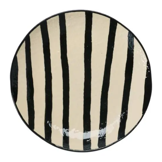 Hello Honey&reg; 8" Black & White Round Hand-Painted Textured Stoneware Plates, 2ct. {4}