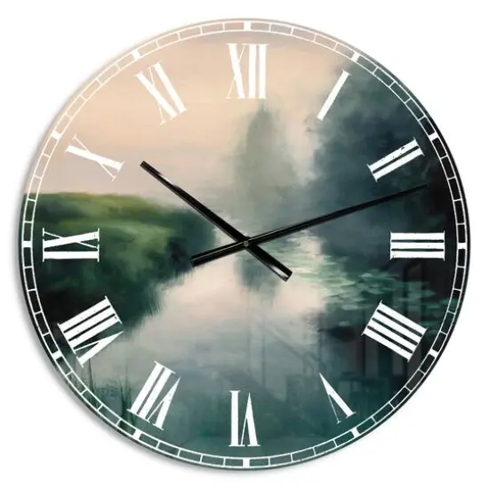 Designart Twilight Fog Lakeshore Wall Clock {1}