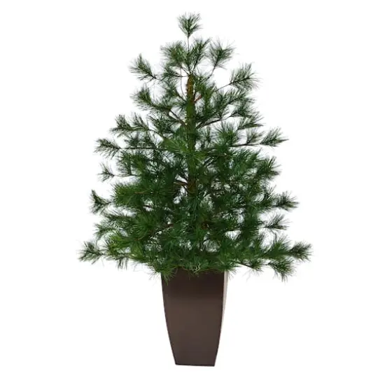 3.5ft. Unlit Yukon Mixed Pine Artificial Christmas Tree in Bronze Metal Planter {1}
