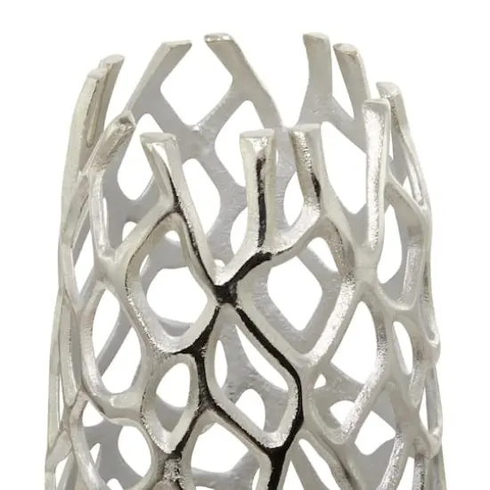 Aluminum Coral Contemporary Vase Silver {5}
