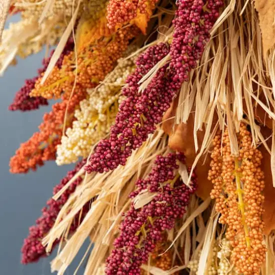 Glitzhome&reg; 28" Fall Sorghum Swag Includes a Black Metal Wreath Hanger {6}