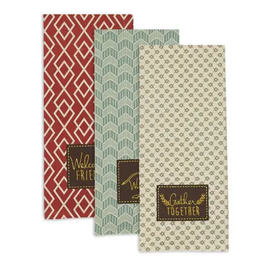 DII&reg; Assorted Rustic Fall Embellished Dishtowel Set {3}