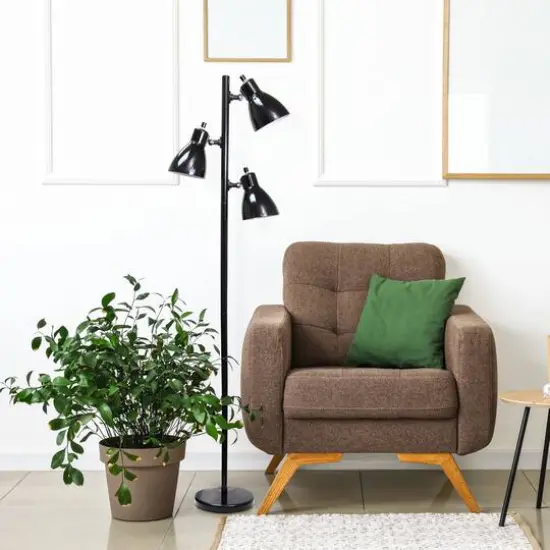 Creekwood Home Essentix 64" 3 Light Metal Tree Floor Lamp Black {6}