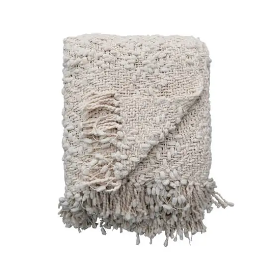 Hello Honey® Natural Cable Knit Throw Blanket with Fringe {10}