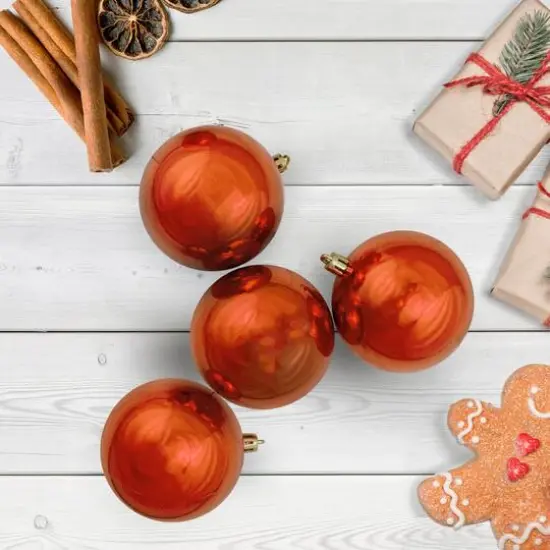 32ct. 3.25" Shiny Orange Shatterproof Plastic Ball Ornaments {3}