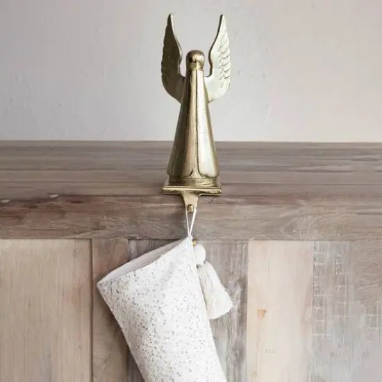 Hello Honey&reg; 12" Gold Cast Aluminum Angel Stocking Holder {3}