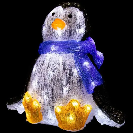11.5" Lighted Commercial Grade Acrylic Sitting Baby Penguin Christmas Display Decoration {4}
