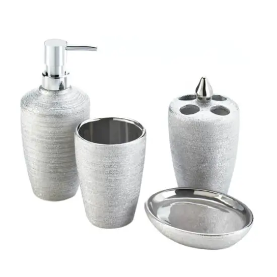 Silver Shimmer Bath Accessory Set {1}