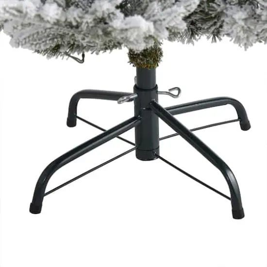 6ft. Pre-Lit Flocked Fraser Fir Artificial Christmas Tree with Warm White LED Lights {5}