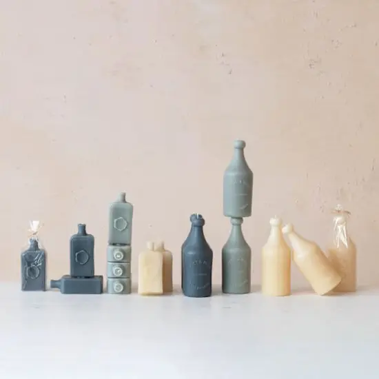 Hello Honey&reg; Unscented Embossed Bottle-Shaped Candle Blue {3}