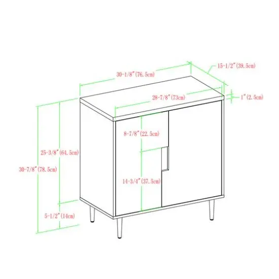 Walker Edison Slate Gray/Red Interior Modern Color Pop Accent Cabinet {8}