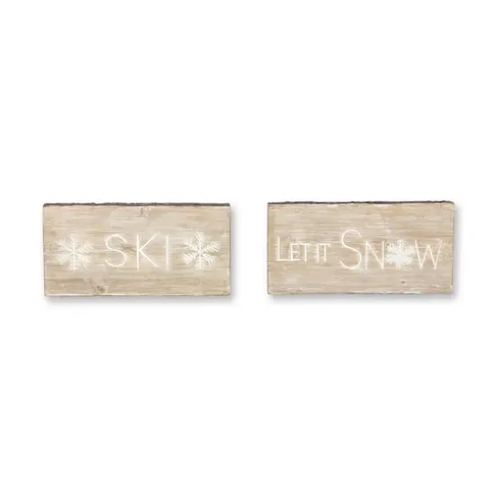15" Let It Snow & Ski Plaque Set {1}