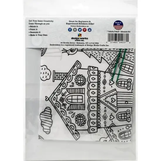 Design Works&trade; Zenbroidery Home Sweet Home Stamped Embroidery Kit {4}