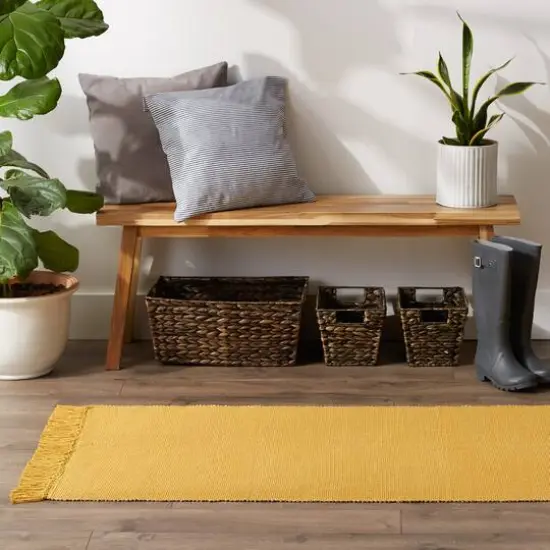 DII&reg; 2-Tone Ribbed Rug, 2.5ft. x 6ft. Honey Gold/Off White {4}