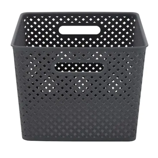 Simplify Large Wicker Storage Bin Gray {5}