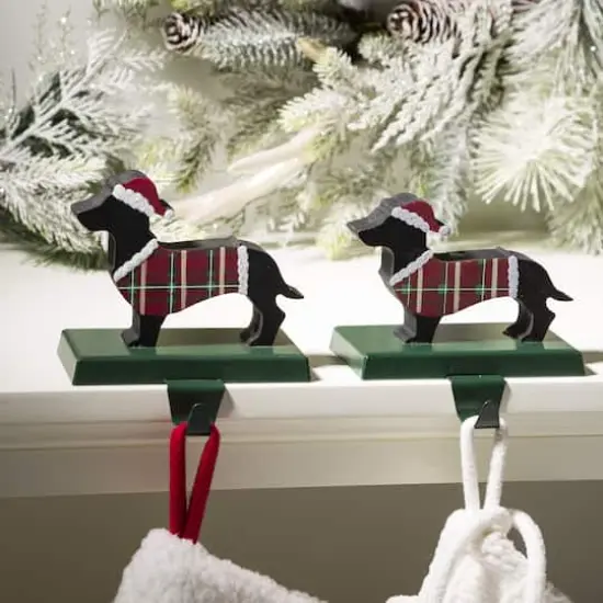 Glitzhome&reg; 6" Wooden & Metal Dachshund Stocking Holder {3}