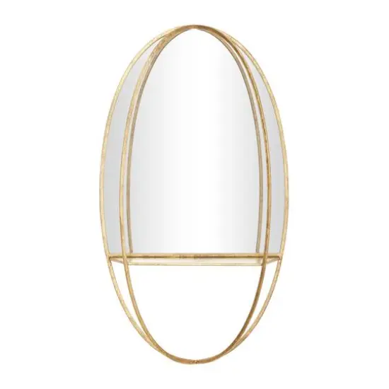 Gold Metal Glam Wall Mirror 35" x 20" x 7" {3}