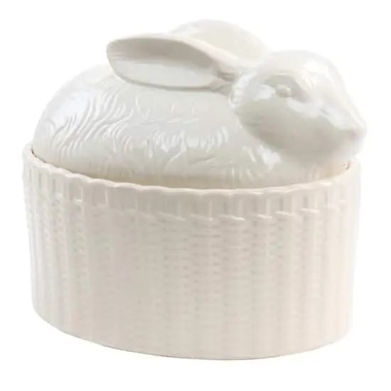 Martha Stewart 9" Cream Ceramic Bunny Oval Baker {1}