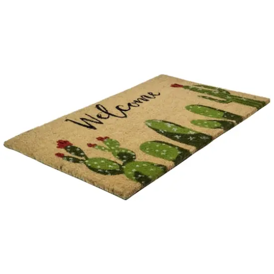 Natural Coir Tropical Cactus Welcome Doormat {5}