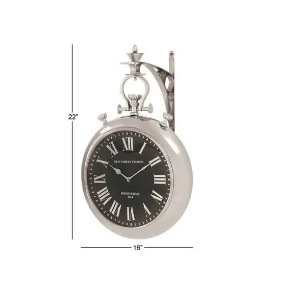 Silver Vintage Stainless Steel Wall Clock, 22" x 16" {11}