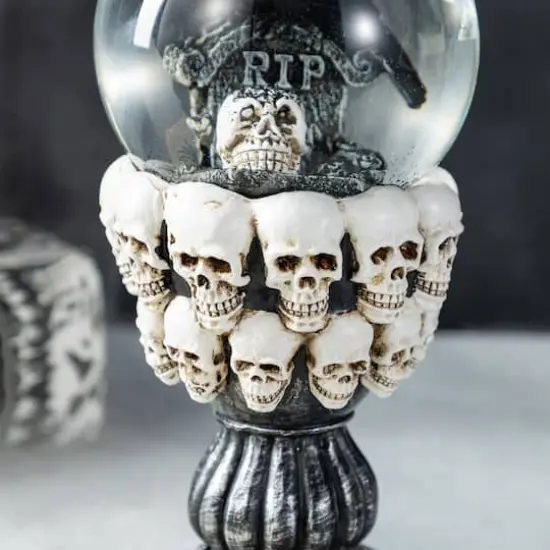 Glitzhome&reg; 100mm 7.25"H Halloween Resin Stacked Skull Waterglobe {5}