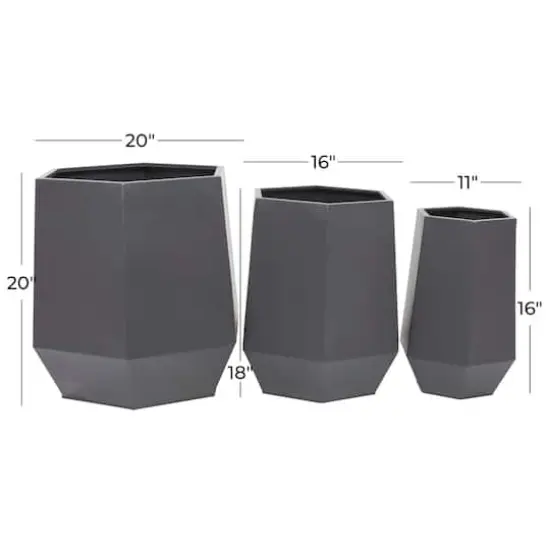 Grey Modern Planter, Set of 3" 21", 16", 11" {8}