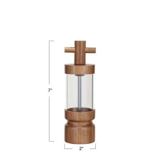 Hello Honey® 7" Natural Acacia Wood & Acrylic Salt & Pepper Mill {4}
