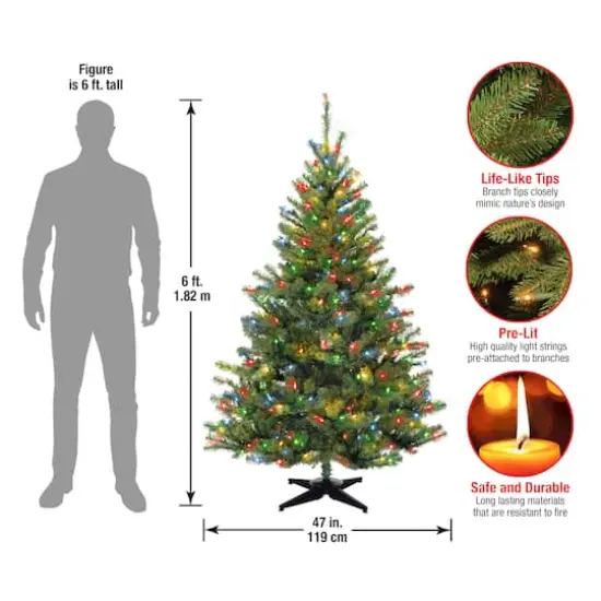 6ft. Pre-Lit Kincaid Spruce Artificial Christmas Tree, Multicolor Lights {6}