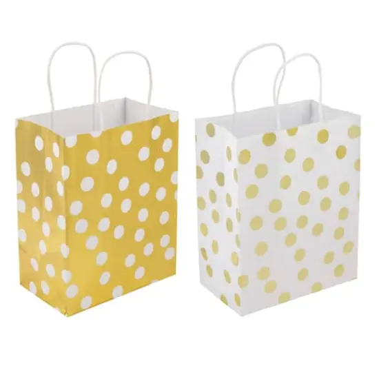 Medium Gold & White Polka Dot Gift Bag Value Pack by Celebrate It&trade; {1}
