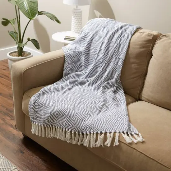 DII&reg; X-Diamond Geometric Throw Stonewash Blue {6}