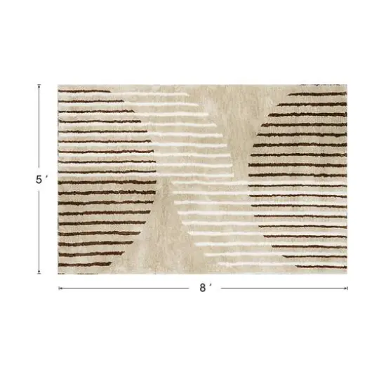 Glitzhome&reg; 5ft. x 8ft. Ivory & Tan Geometric Shag Area Rug {9}