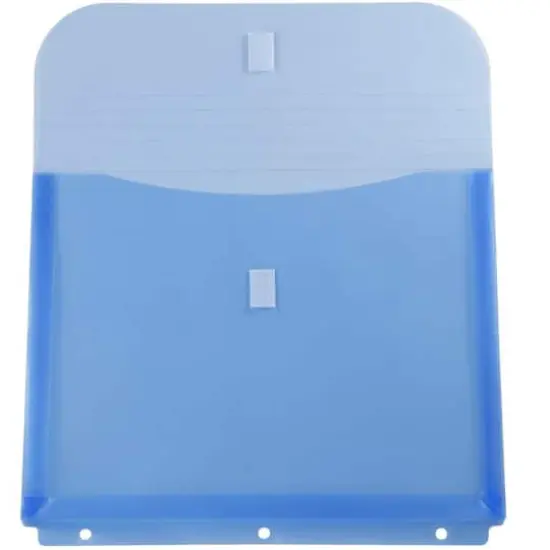 JAM Paper 9.75" x 11.5" Assorted Plastic Hook & Loop 3 Hole Punch Binder Envelopes with Expansion, 12ct. {3}