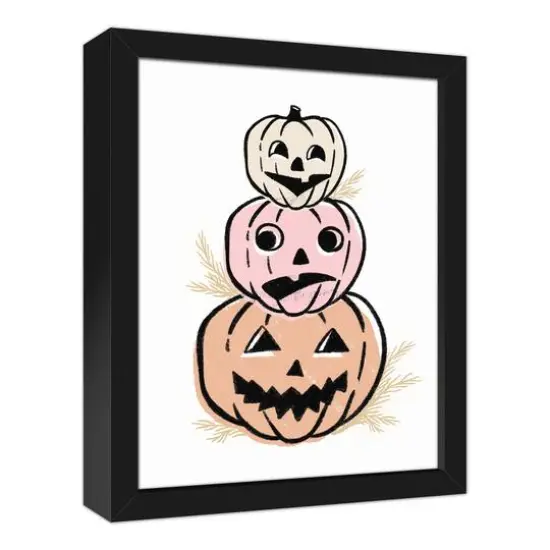 Pastel Pumpkin Stack Black Framed Canvas Wall Art {3}