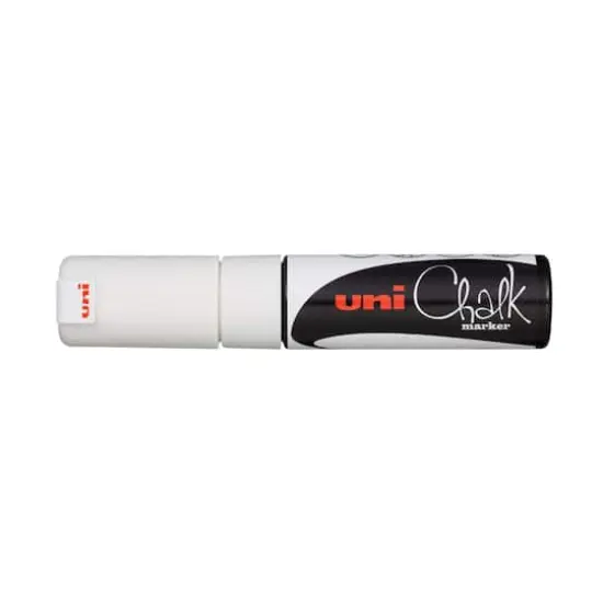 Uni Broad Chisel Tip Chalk Marker White {1}