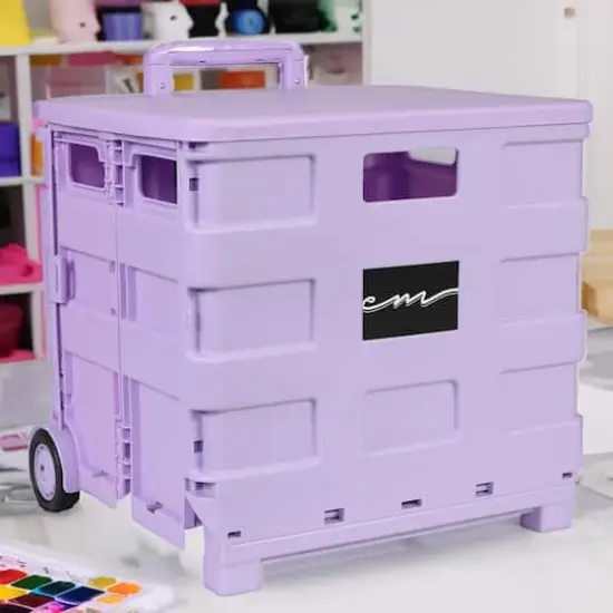 Everything Mary Collapsible Rolling Cart with Lid Purple {10}